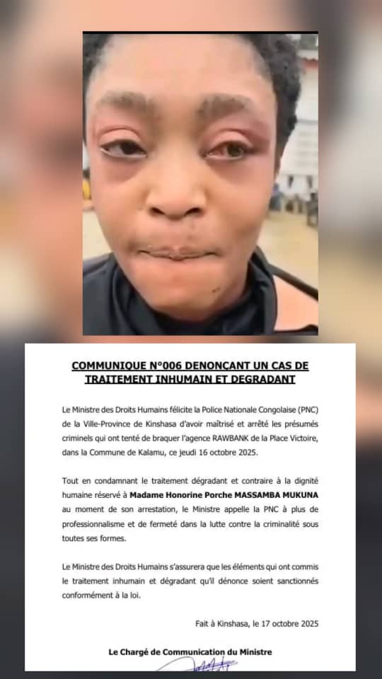Braquage manqué à la Rawbank-Kinshasa : le Ministre des Droits Humains félicite la PNC mais condamne des abus
